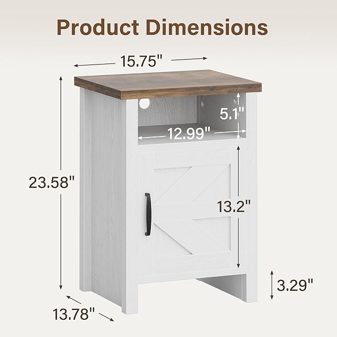 JUMMICO Farmhouse Nightstand, Modern Bedside Table - Image 6