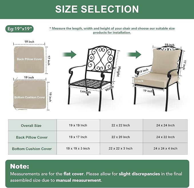 Summsun Outdoor Chair Cushions Set of 4, Waterproof Backrest and Deep Seat - Image 7
