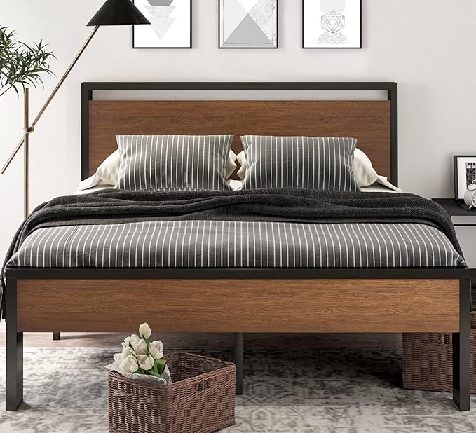 SHA CERLIN 14 Inch King Size Metal Platform Bed Frame - Image 3