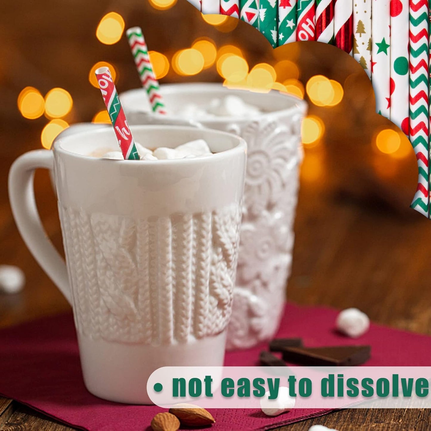 HANSGO Christmas Paper Straws, 180PCS Christmas Drinking Straws Striped Decorative Straws Bulk for New Year Christmas Party Company Annual Meeting Drinking