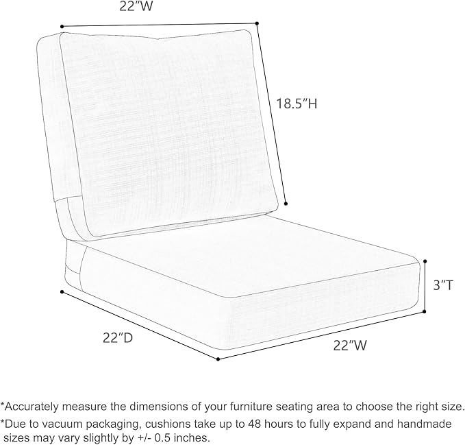 Favoyard Deep Seat Patio Cushions 22 × 22 inch Rainproof & Fadeness Furniture - Image 4