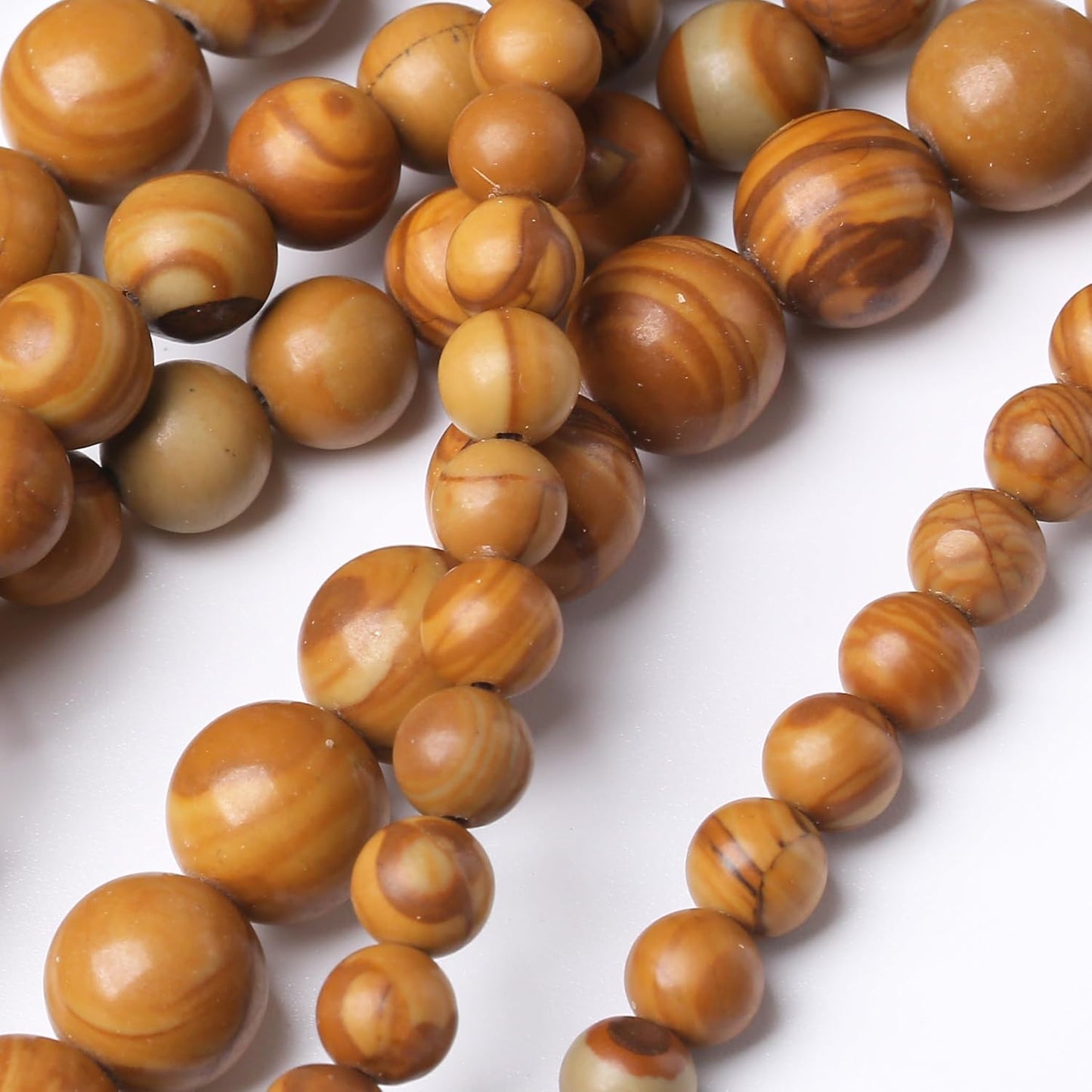 Yellow Woodgrain 8MM Stone Beads for Jewelry Making DIY Craft Gemstone Beads Kit, (45pcs) Smooth Healing Crystal Beads for Bracelets, Necklaces, Home Decor