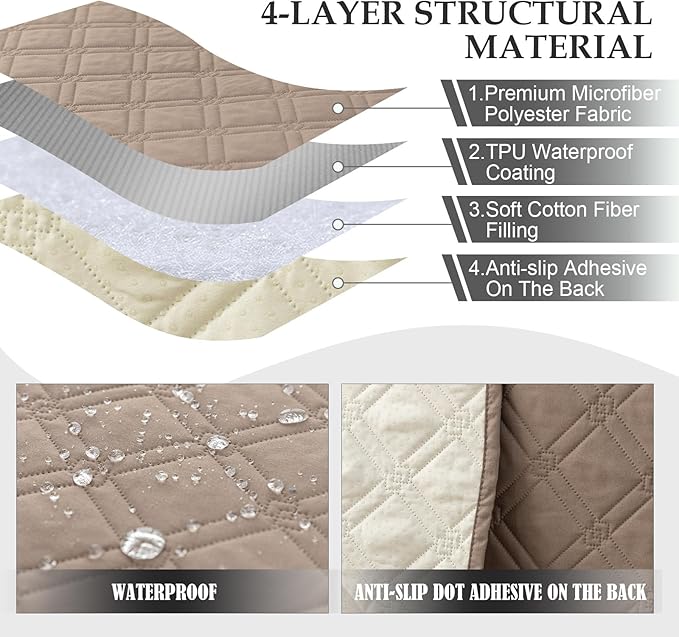 Genina L Shape Couch Cover, Sectional Couch Chaise Covers, Waterproof Washable - Image 4