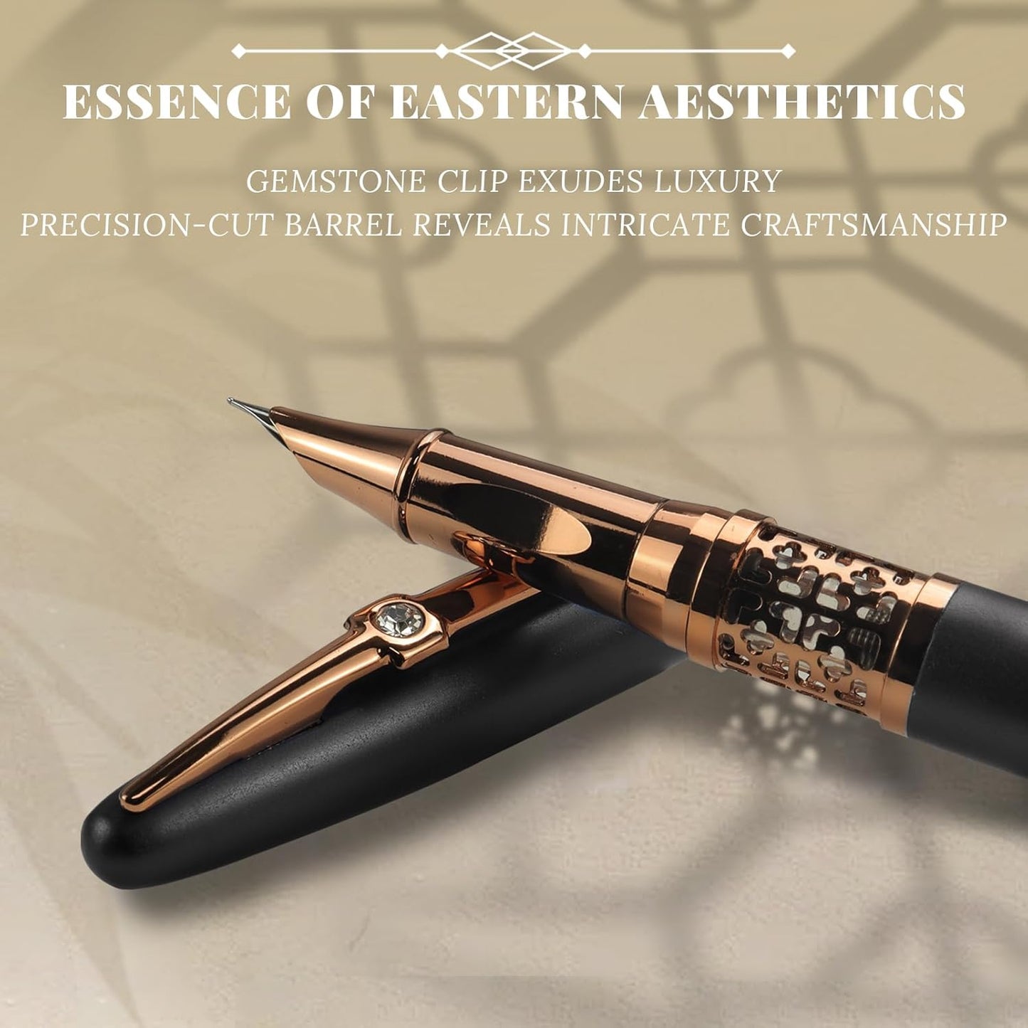 YUNCHUN Refillable Fountain Pen Fine Nib, Fancy Ink Pen with 5 Black & 5 Blue Ink Refills Cartridges, Cool Ink Pens for Writing, Business Metal, Best Gift Set for Men & Women, Blcak