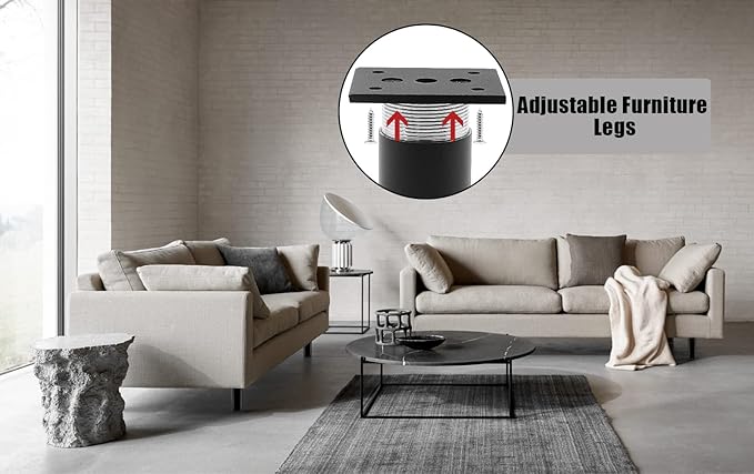 Set of 4 Furniture Legs 10 Inch, Adjustable Aluminum Alloy Cabinet Legs - Image 6