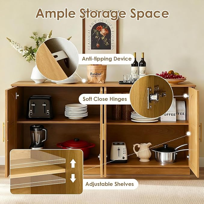 67'' Modern TV Stand for TVs up to 75'', Long Media Console - Image 3