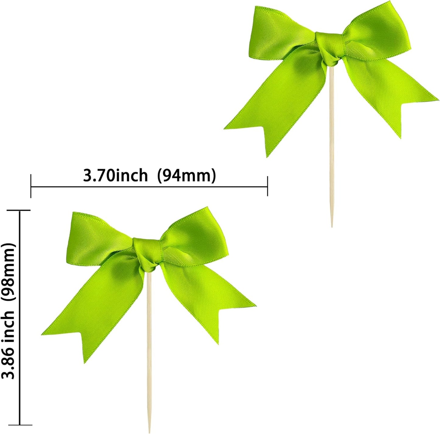 Ephlyn 24Pcs Pink Bow Cupcake Toppers Pink Bow Cake Topper Birthday Decorations, Mini Bowknot Cupcake Picks for Coquette Theme Party Decoration Bachelorette Bridal Engagement Wedding Party Green