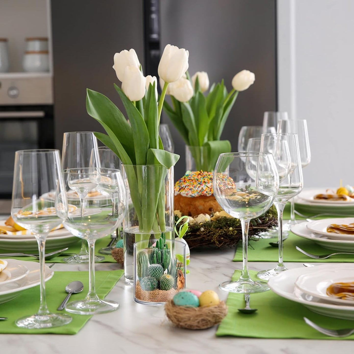 12 Pack Glass Cylinder Vases 4,6,8,10 Inch Tall Clear Flower Vase Hurricane Floating Candle Holder for Table Centerpiece Wedding Home Decor.