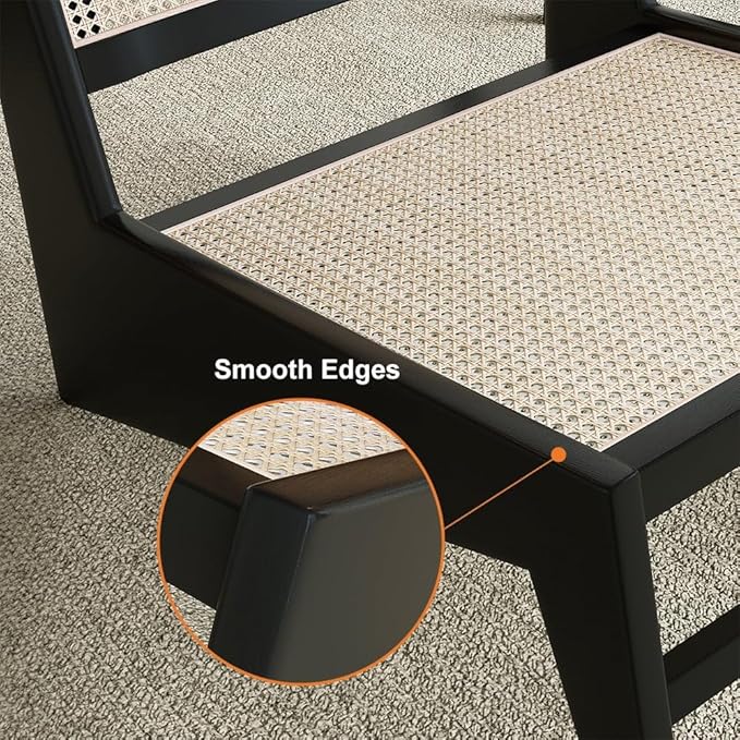 homary Japandi Rattan and Wood Lounge Chairs Mid Century Modern Armless Accent - Image 7
