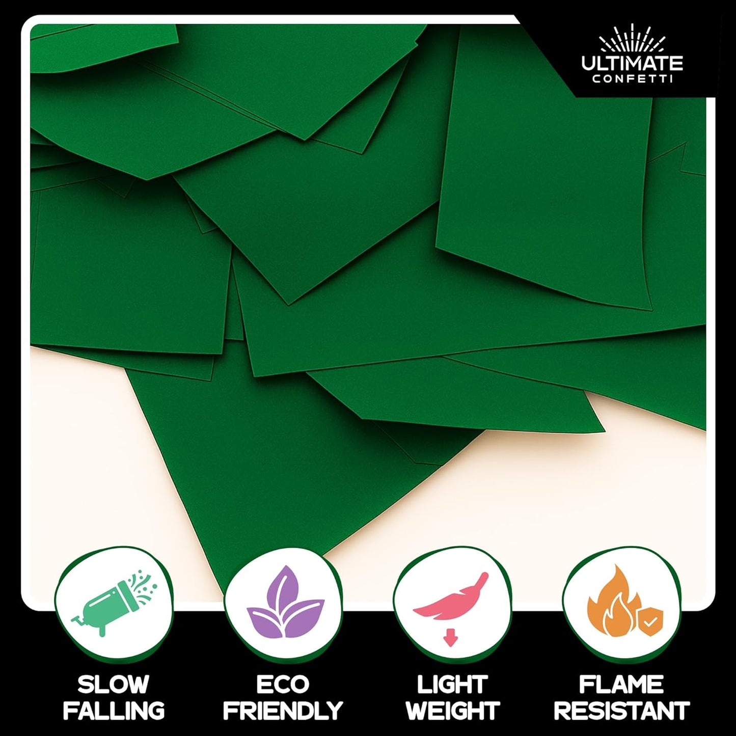 Ultimate Confetti, Dark Green Biodegradable Confetti - Rectangular Flame-Resistant Tissue Paper Confetti for Cannon and Launcher use – Best for Gender Reveal, Parties, and Concerts - 20 lb, 320 oz