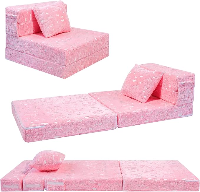 MeMoreCool Glow Pink Unicorn Tri-fold Sofa Bed by MeMoreCool