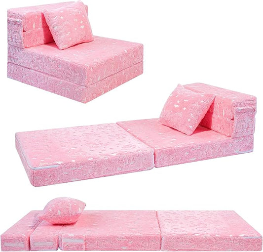 MeMoreCool Glow Pink Unicorn Tri-fold Sofa Bed by MeMoreCool