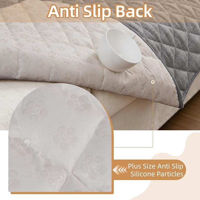 Dog Couch Cover for Sofa 100% Waterproof Faux Linen Sofa Covers for 3 Cushion - Image 5