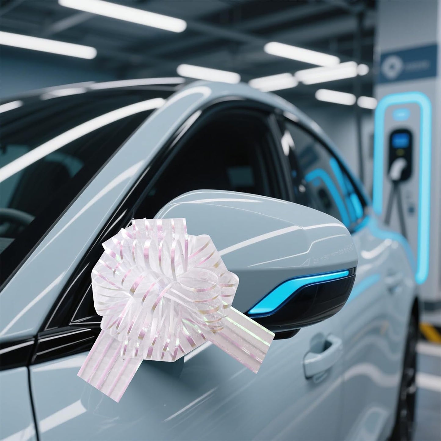 12 Pcs 6 Inch Large Organza Pull Bow Ribbon – Elegant Gift Bows for Wedding Decorations, Christmas Wrapping, Birthday Parties, Car Decor, Gift Baskets, and Valentine's Day Packaging(White)