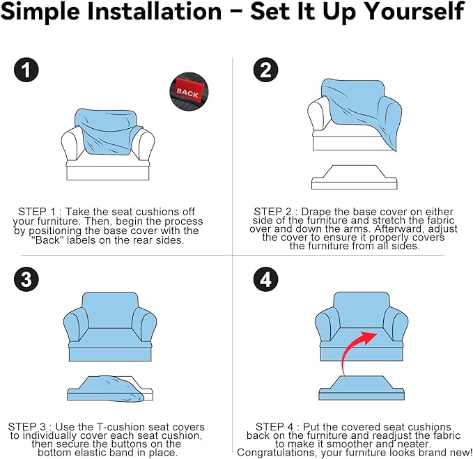 Waterproof Chair Cover with Arms 2-Piece Set Striped Slipcover - Image 7
