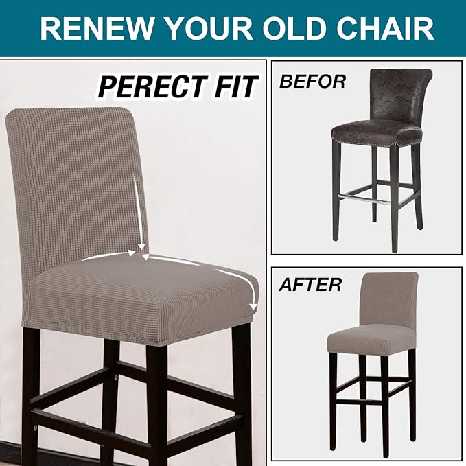 Turquoize Stretch Bar Stool Cover Counter Stool Pub Chair Slipcover - Image 5