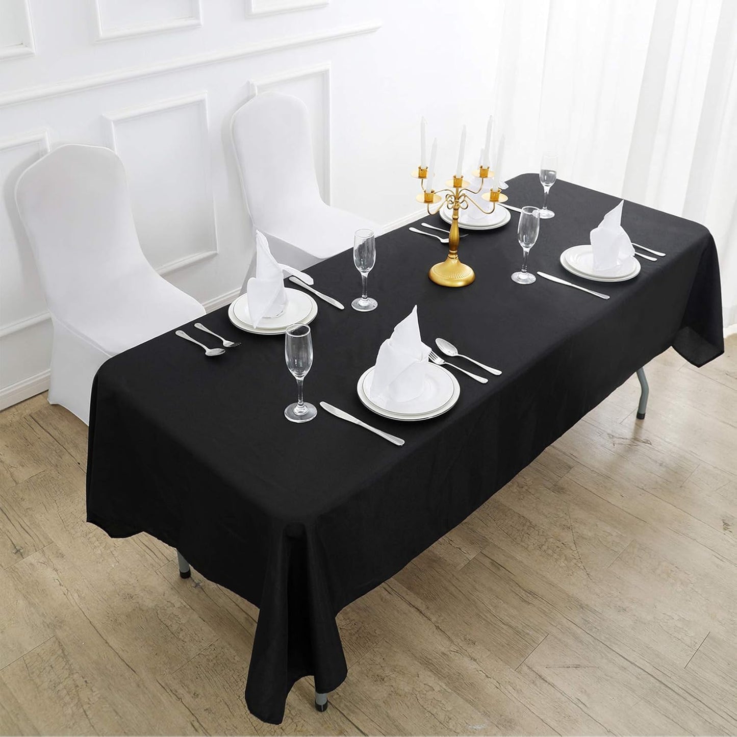 Rectangle Tablecloth 60x102 inch Washable Polyester Fabric Table Cloth for Wedding Party Dining Banquet Decoration（60x102, Black）