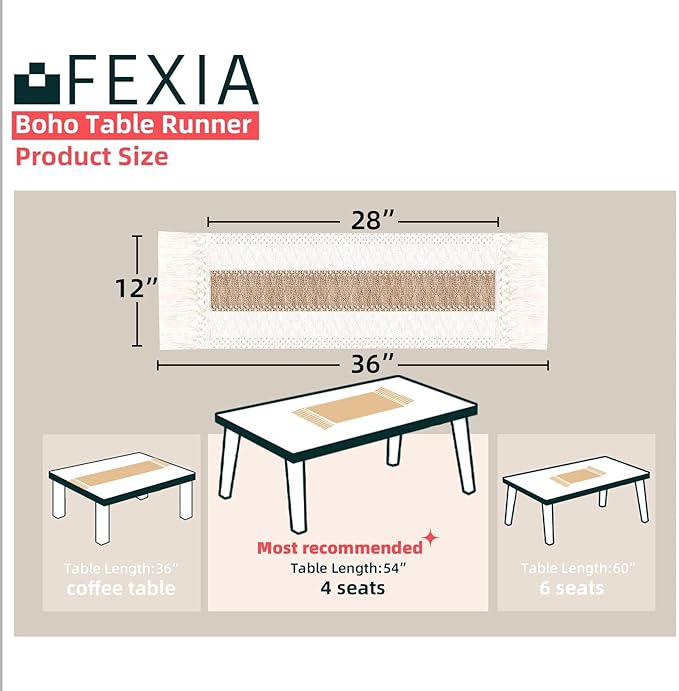 FEXIA Boho Table Runner for Summer Home Coffee Decor - Image 2