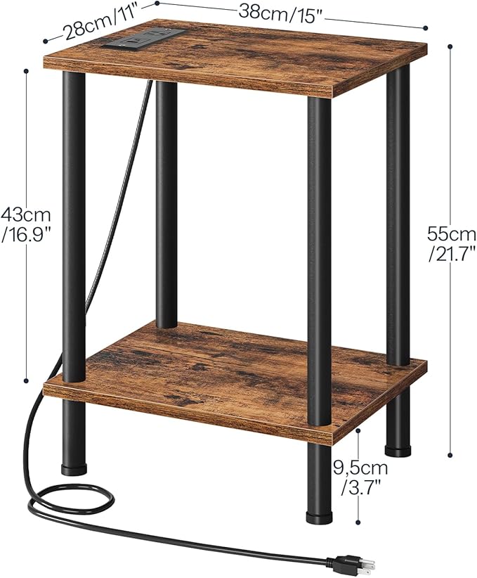 HOOBRO Side Table with Charging Station, Small End Table with USB Port and - Image 3