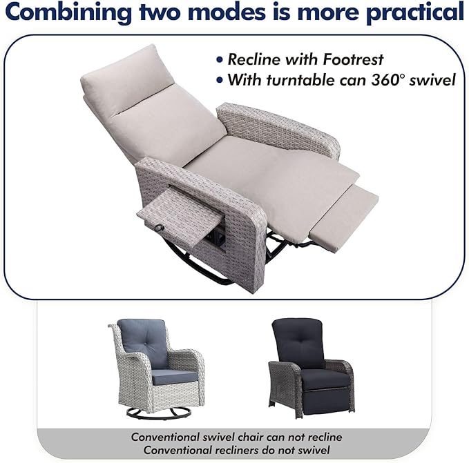 ZZW Outdoor Recliner Chair Set of 2, Wicker Patio Recliners - Image 6
