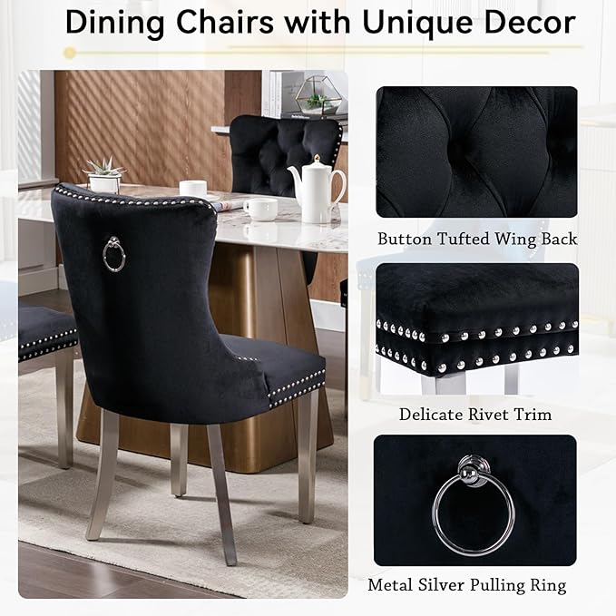 Henf 9 Pieces Faux Marble Dining Table Set - Image 6