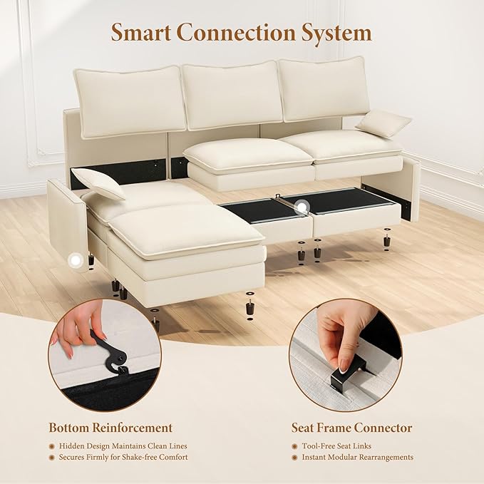 Vesgantti 108" Modular Sectional Sofa, Comfy Cloud Couch - Image 11