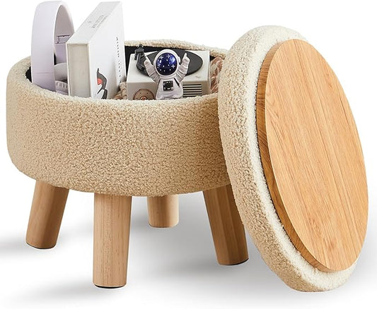 Wimarsbon Storage Ottoman, Modern Round Footrest by Wimarsbon