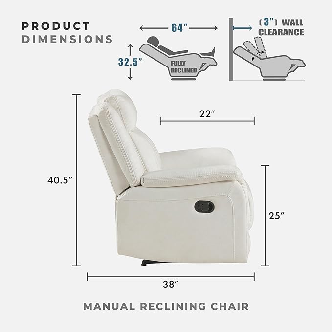 Lexicon Manual Recliner Chair, Polished Microfiber Reclining Sofa Chair - Image 2