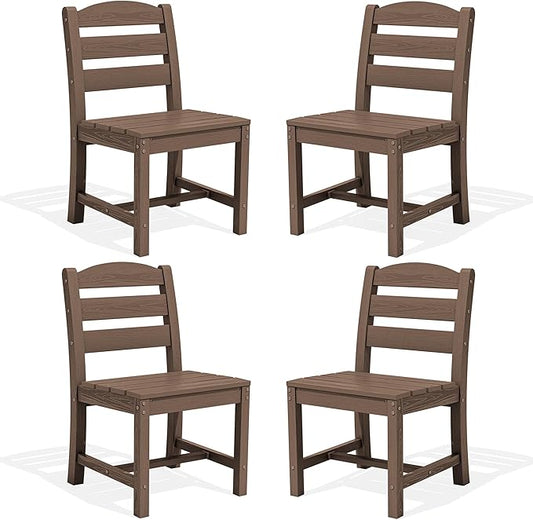 SERWALL Outdoor Armless Dining Chairs Set of 4, All-Weather HDPE Patio Dining by SERWALL