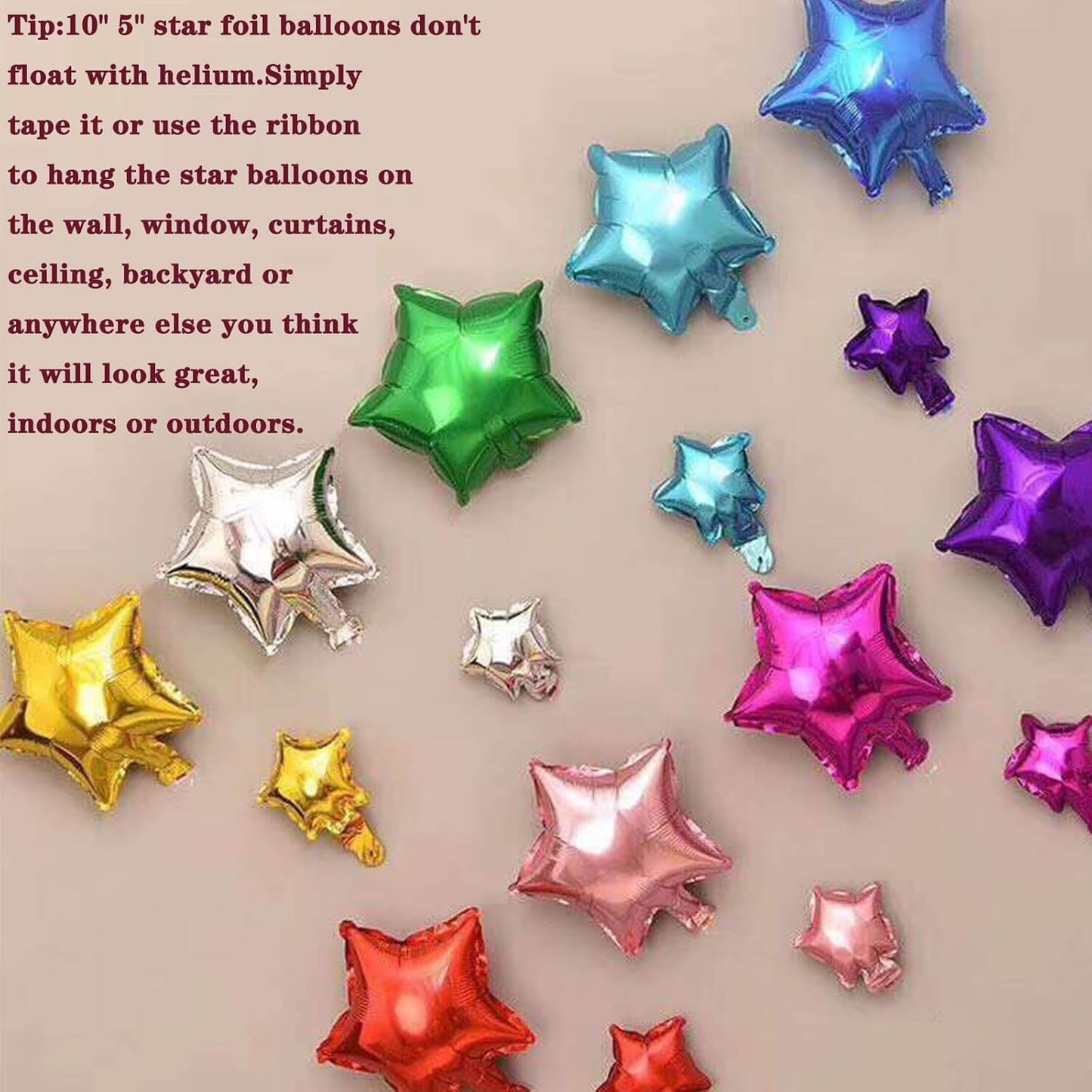 50 Pieces 10" Gold Foil Star Balloons for Party Decorations