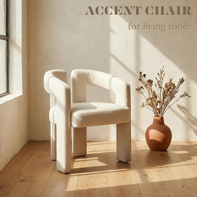 Hyfirm Upholstered Linen Barrel Dining Chairs Set of 4, Modern Accent Kitchen - Image 6