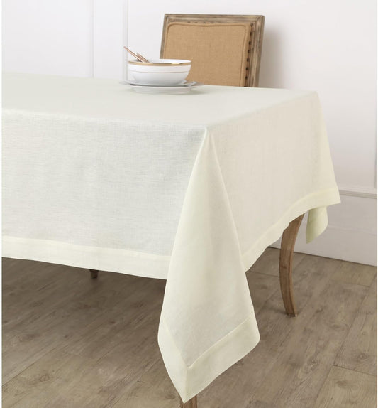 Solino Home Ivory Linen Tablecloth 54 x 72 Inch - 100% Pure Linen Table Cloth for Rectangle Tables - Fete, Machine Washable Tablecloth for Fall, Autumn, Thanksgiving, Christmas, Holiday