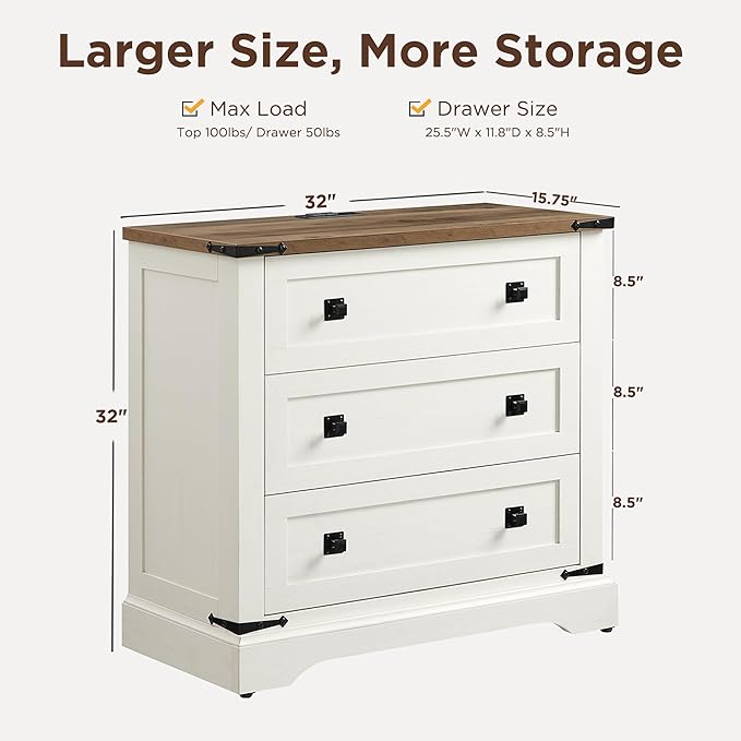 T4TREAM 32" Farmhouse Nightstand - Image 3