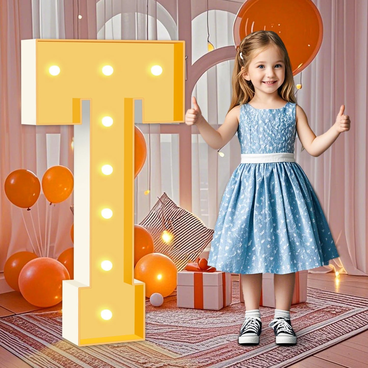 3FT Light Up Marquee Letters T, Large Lighted Letters for Party Backdrop Decor, Mosaic Cardboard Letter for Weddings, Birthdays, Anniversaries, New Year's Celebrations, Easy to Assemble