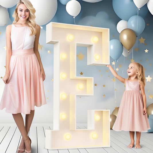 Ledido Marquee Letters 4FT Light Up Letter Marquee Lights Sign, 4 Feet Tall Large Light Up Signs Alphabet Letters Party Lights Decoration for Birthday Graduation Baby Shower Wedding Letter E