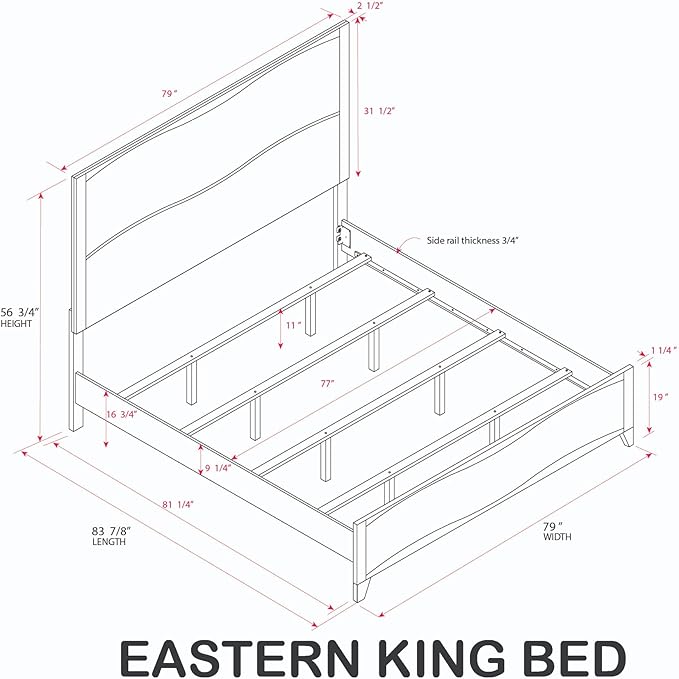 Kings Brand Furniture Brielle 6-Piece King Bedroom Set – Modern Wood Bed Frame - Image 8