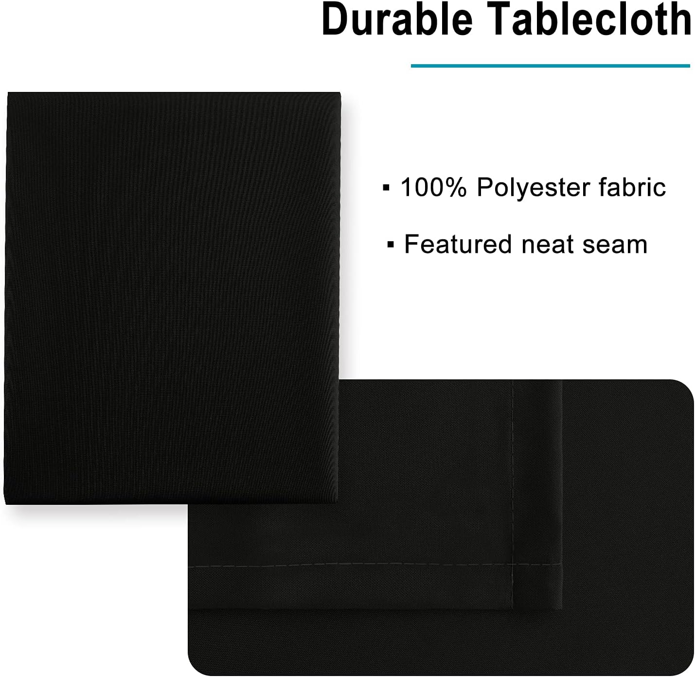Hiasan Black Tablecloth Square - Waterproof and Wrinklr Resistant Washable Polyester Fabric Table Cloth for Dining Room and Outdoor Use, 30 x 30 Inch