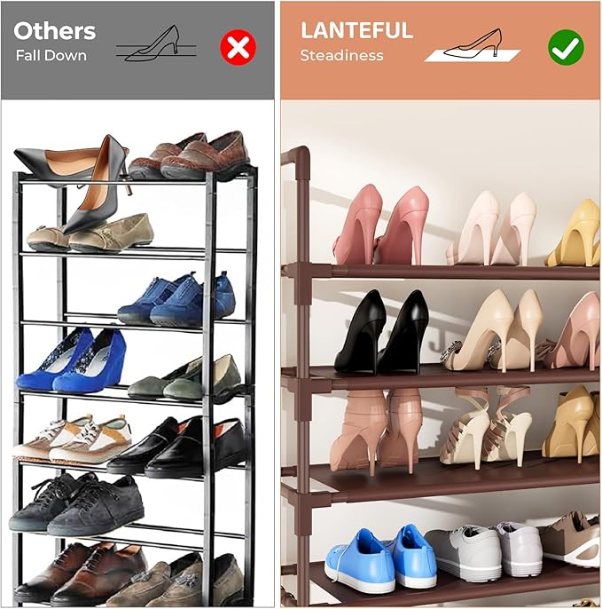 LANTEFUL 11 Tiers Tall Shoe Rack Holds 55 Pairs of Shoes - Image 6