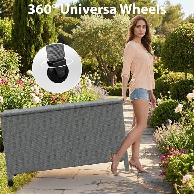 GarveeLife Outdoor Wicker Storage Box, PE Rattan Patio Storage Chest - Image 4
