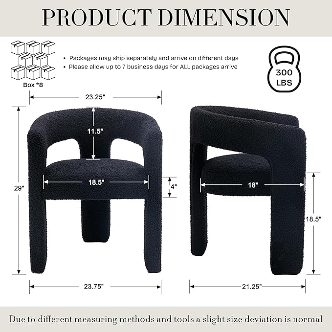 Modern Sherpa Dining Chairs Set of 8, Upholstered Barrel Chairs - Image 2