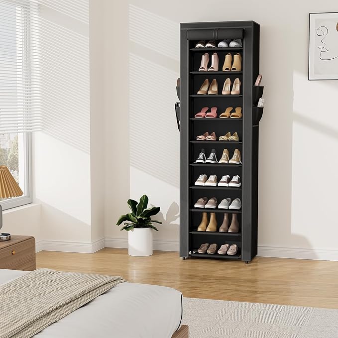 VTRIN Vertical Narrow Shoe Rack Organizer 10 Tier Tall Shoe Shelf Holds 20-22 - Image 8