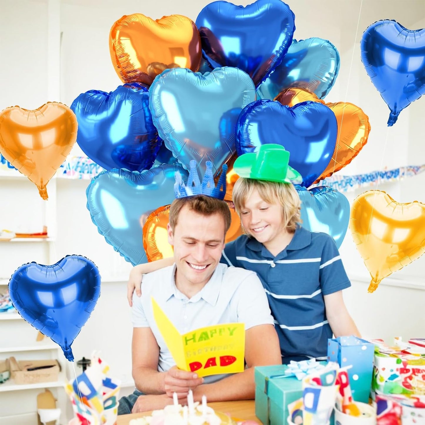 12 Pcs Heart Balloons, 18 inch Orange Blue Heart Shaped Balloon, Large Helium Foil Orange Blue Balloons for Wedding Baby Shower Anniversary Backdrop Valentine Theme Party Decoration