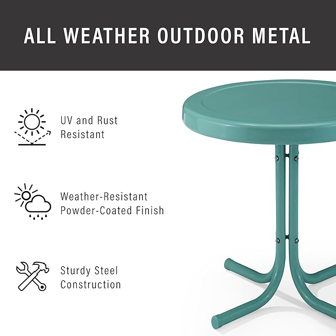 Crosley Furniture Griffith Weather Resistant Retro Metal Outdoor Side Table - Image 4