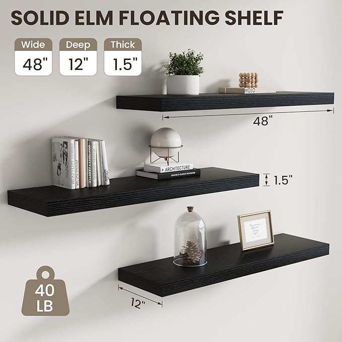 Dreamland 48 inch Floating Shelves, Rustic Wood Floating Wall Shelf - Image 3