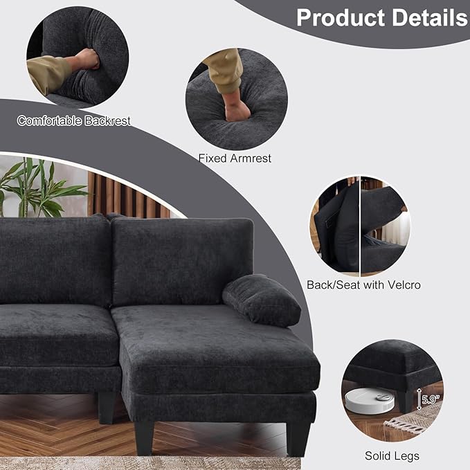 Karl home 111" Sectional Sofa U-Shaped 4-Seat Couch - Image 4