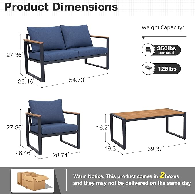 Patio Furniture Set, 4 Pieces Outdoor Patio Furniture - Image 2