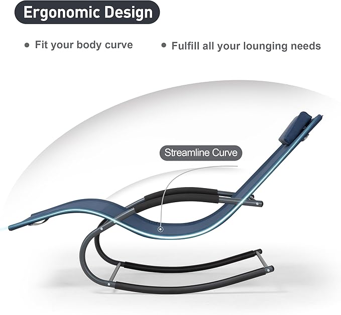 Outdoor Lounge Chair with Pillow, Pool Chaise Lounge Chair Set of 2 - Image 3