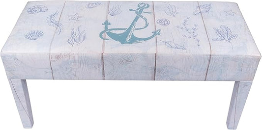 Indoor Coastal Bench Faux Leather Anchor Design by CornerMerchant