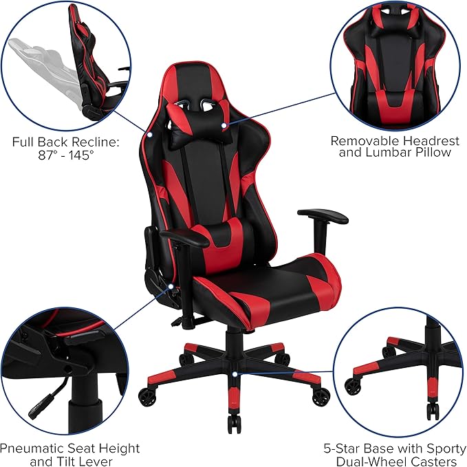 Flash Furniture X20 Fully Reclining LeatherSoft Racing Style Gaming Chair - Image 4