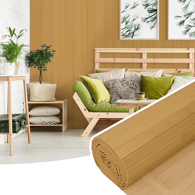 2 Pack Bamboo Wall Panel for Interior Wall Decor, Renewable Pole Wrap by Inchoco